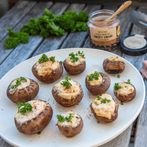 BBQ-Pilze mit Frischkäse vom Grill