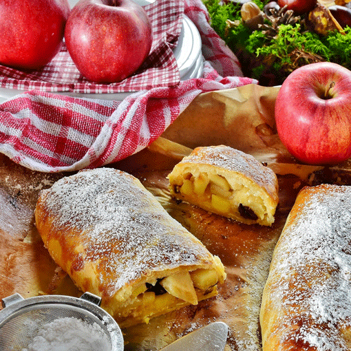 Apfelstrudel mit Apfelgelee und Mascarpone-Apfelcreme