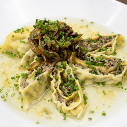 Maultaschen mit Spinat, Rindfleisch und Bratwurstbrät