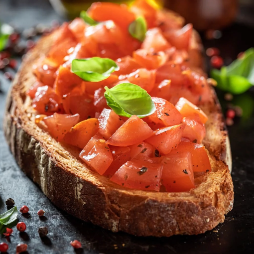 Bruschetta mit Tomaten, Basilikum und Balsamico