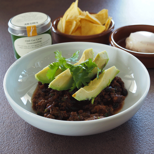 Chili con Carne mit Rindfleisch, Bohnen und Rotwein