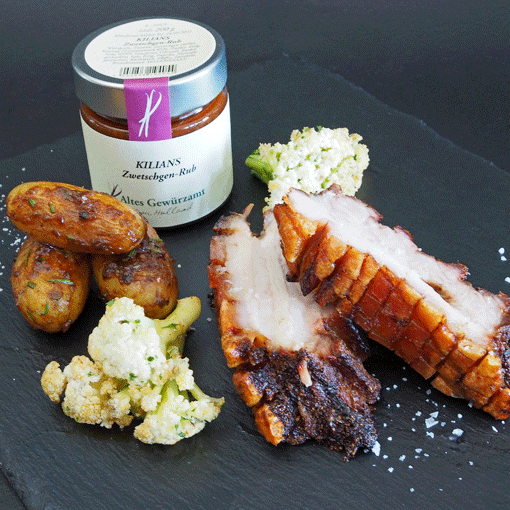 Fränkischer BBQ-Schweinebauch mit Grillkartoffeln