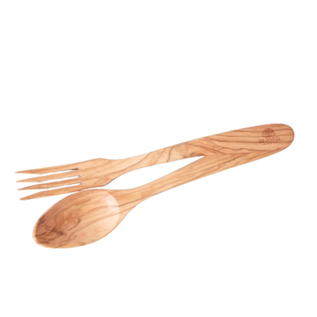 BERARD Contour - Salat-Besteck gebogen - Olivenholz