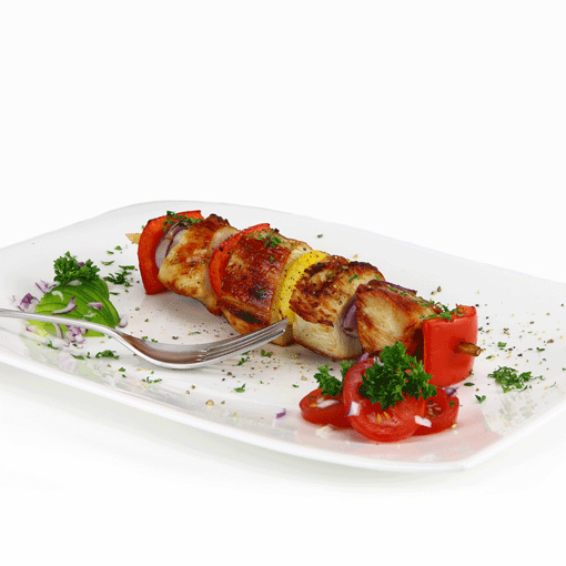 Hendl-Paprika-Spieße mit Koriander-Karotten-Couscous