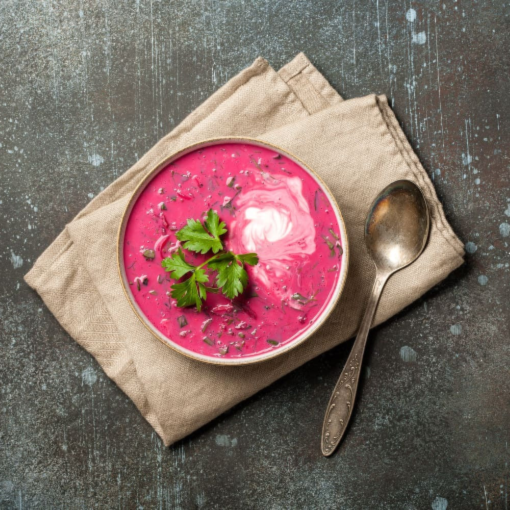 Rote-Bete-Suppe mit Kokosmilch und Kreuzkümmel