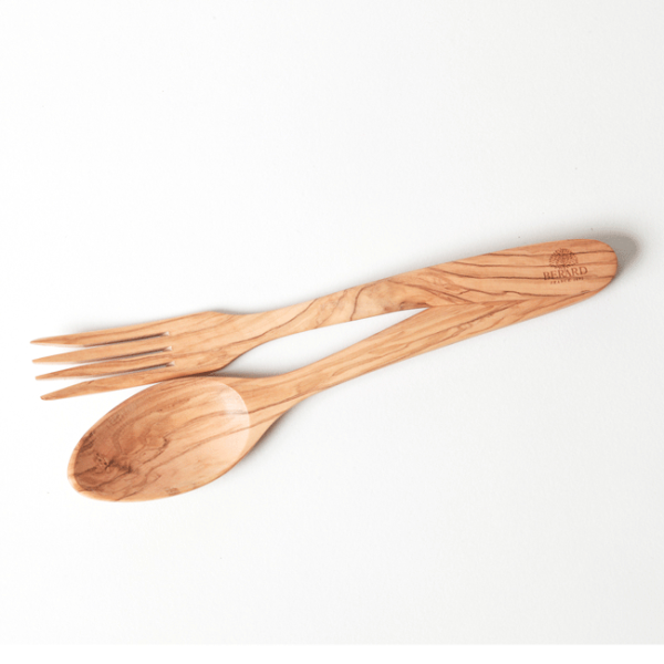 BERARD Contour - Salat-Besteck gebogen - Olivenholz