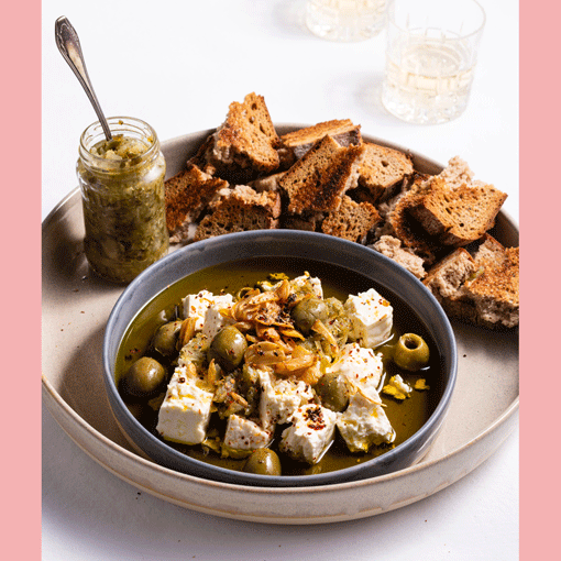 MARINATED-FETA-WITH-CRISPY-GARLIC-OLIVES-PEPPERED-OIL-by-butchergrannysNp4zWtVYUEist